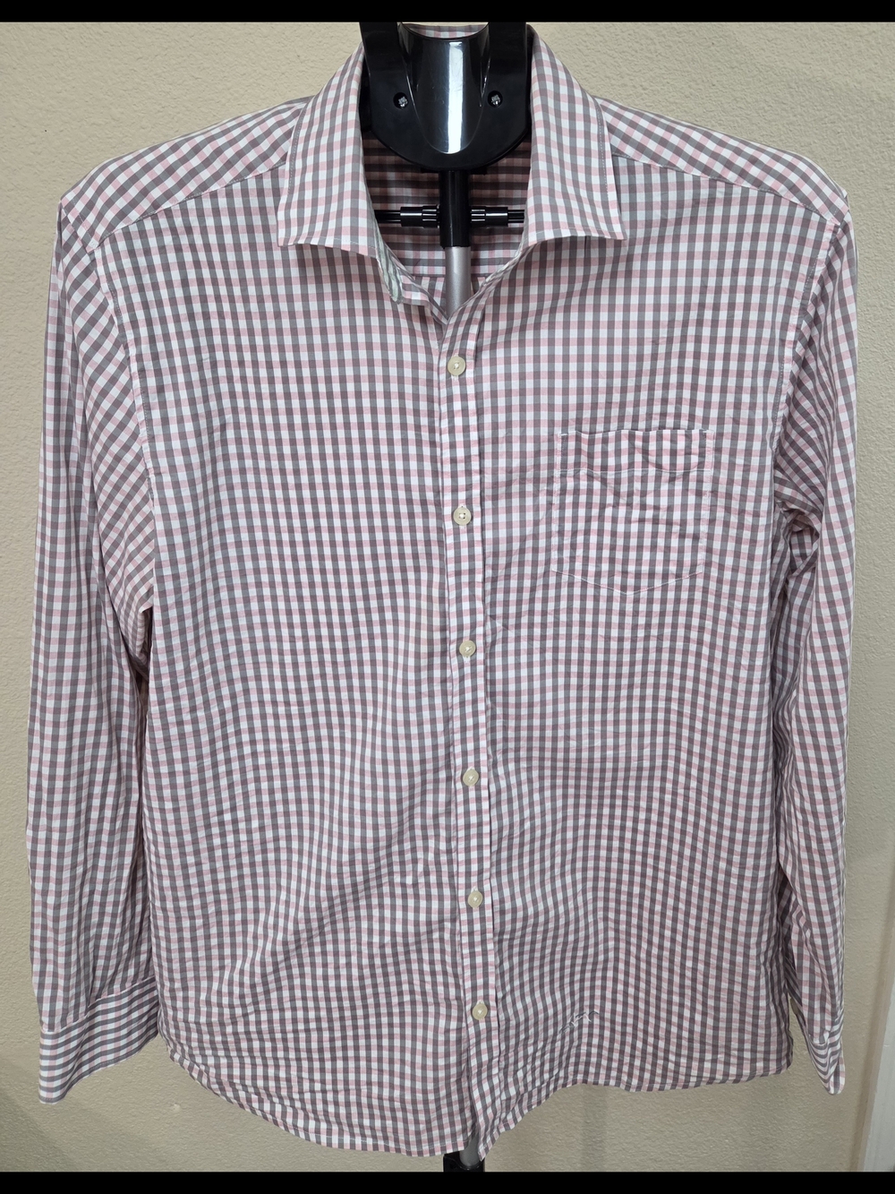 Greg Norman Collection Men's Pink and Checkered Shirt
